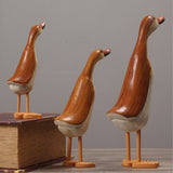 5x3pcs/set Painted Duck Statues Garden Yard Lawn Decor Hand Made Wooden Crafts
