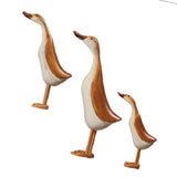 5x3pcs/set Painted Duck Statues Garden Yard Lawn Decor Hand Made Wooden Crafts