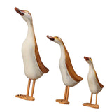 5x3pcs/set Painted Duck Statues Garden Yard Lawn Decor Hand Made Wooden Crafts