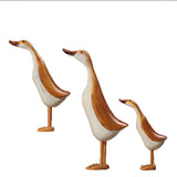 5x3pcs/set Painted Duck Statues Garden Yard Lawn Decor Hand Made Wooden Crafts