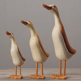 5x3pcs/set Painted Duck Statues Garden Yard Lawn Decor Hand Made Wooden Crafts