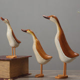 5x3pcs/set Painted Duck Statues Garden Yard Lawn Decor Hand Made Wooden Crafts
