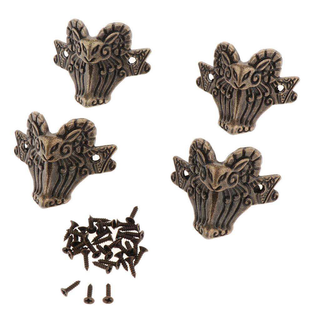 4Pcs Jewelry Box Gift Wine Case Book Scrapbook Album Corner Protector Bronze