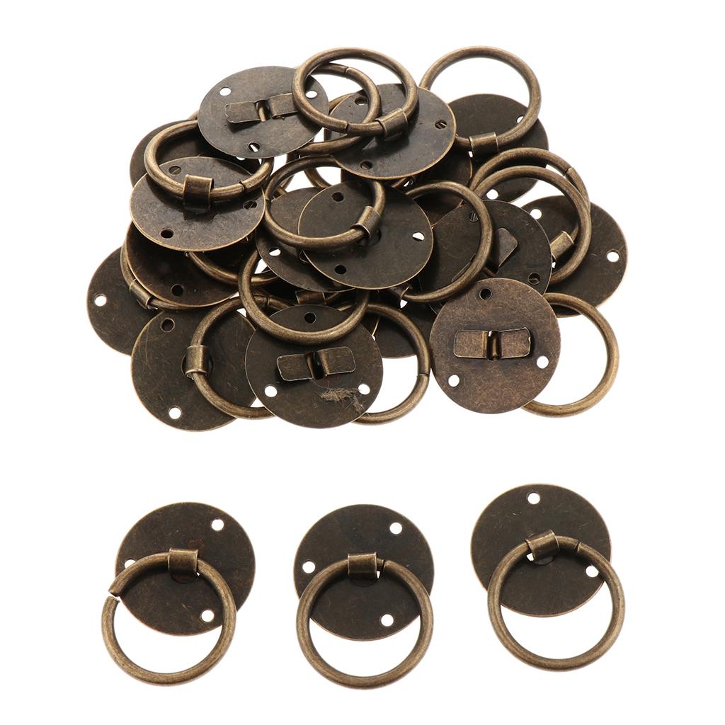 Maxbell 20pcs Antique Pull Handle Knobs Cupboard Drawer Pull Ring Handle Knob Brass Material