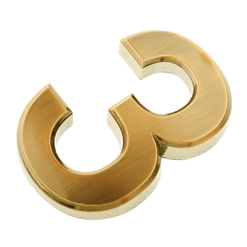 Maxbell Golden Plastic Self-Adhesive Door Number Sign Plaque Sticky Numeric Digit Number 3