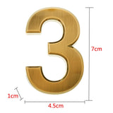 Golden Plastic Self-Adhesive Door Number Sign Plaque Sticky Numeric Digit Number 3