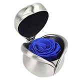 Handmade Everlasted Preserved Flower Rose Marriage Proposal Ring Box Blue-Silver