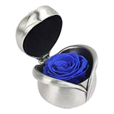 Handmade Everlasted Preserved Flower Rose Marriage Proposal Ring Box Blue-Silver