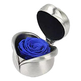 Handmade Everlasted Preserved Flower Rose Marriage Proposal Ring Box Blue-Silver