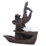 Maxbell Ceramic Tathagata Buddha Lotus Backflow Incense Burner Holder Lotus Style