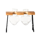 Maxbell 1/2/3 Bottle Test Tube Flower Vase ChairWooden Stand for Hydroponic Plant