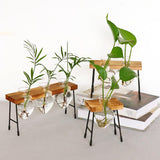 Maxbell 1/2/3 Bottle Test Tube Flower Vase ChairWooden Stand for Hydroponic Plant