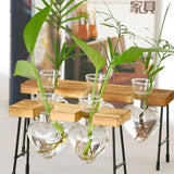 Maxbell 1/2/3 Bottle Test Tube Flower Vase ChairWooden Stand for Hydroponic Plant