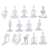Maxbell 4Pcs Ceramic Yoga Figure Ornament Statue Sculpture Zen Garden Desk Decor