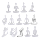 Maxbell 4Pcs Ceramic Yoga Figure Ornament Statue Sculpture Zen Garden Desk Decor