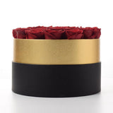 Maxbell Round Preserved Flower Gift Box with Clear Cover + 21pcs Red Rose Flowers