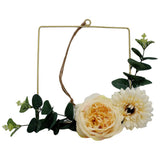 Maxbell Creative Metal Hanging Flower Wreath Iron Flower Hanging Ring. Square with Flower
