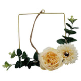 Maxbell Creative Metal Hanging Flower Wreath Iron Flower Hanging Ring. Square with Flower