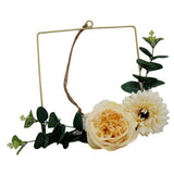 Maxbell Creative Metal Hanging Flower Wreath Iron Flower Hanging Ring. Square with Flower