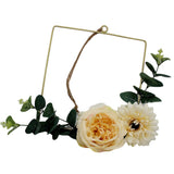 Maxbell Creative Metal Hanging Flower Wreath Iron Flower Hanging Ring. Square with Flower