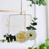 Maxbell Creative Metal Hanging Flower Wreath Iron Flower Hanging Ring. Square with Flower