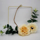Maxbell Creative Metal Hanging Flower Wreath Iron Flower Hanging Ring. Square with Flower