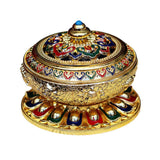Maxbell Chinese Vintage Handcraft Cloisonne Enamel Incense Cone Stick Burner Holder Golden