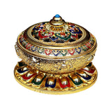 Maxbell Chinese Vintage Handcraft Cloisonne Enamel Incense Cone Stick Burner Holder Golden