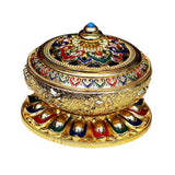 Maxbell Chinese Vintage Handcraft Cloisonne Enamel Incense Cone Stick Burner Holder Golden