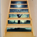 Maxbell 6pcs 3D Stairway Decals Halloween Moon One Hand Riser Stickers Stair Decals