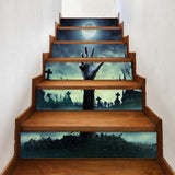 Maxbell 6pcs 3D Stairway Decals Halloween Moon One Hand Riser Stickers Stair Decals