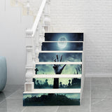Maxbell 6pcs 3D Stairway Decals Halloween Moon One Hand Riser Stickers Stair Decals