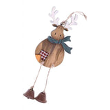 Maxbell Wooden Elk Wind Chimes Pendants Christmas Tree Hanging Ornaments Blue Scarf_S