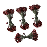 Maxbell 200pcs Artificial Double Head Berries DIY Craft Dark Red