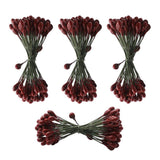 Maxbell 200pcs Artificial Double Head Berries DIY Craft Dark Red