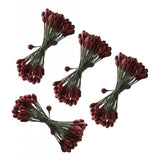 Maxbell 200pcs Artificial Double Head Berries DIY Craft Dark Red