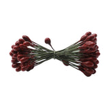 Maxbell 200pcs Artificial Double Head Berries DIY Craft Dark Red
