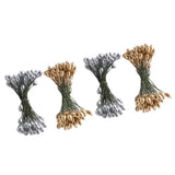 Maxbell 200pcs Artificial Double Head Berries DIY Craft Silver Golden