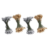 Maxbell 200pcs Artificial Double Head Berries DIY Craft Silver Golden