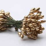 Maxbell 200pcs Artificial Double Head Berries DIY Craft Silver Golden