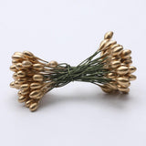 Maxbell 200pcs Artificial Double Head Berries DIY Craft Silver Golden