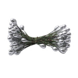 Maxbell 200pcs Artificial Double Head Berries DIY Craft Silver Golden