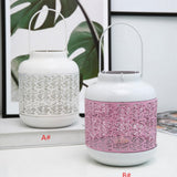 Maxbell Iron Pink Hollow-out Flower Candle Holder Aromatherapy Decor with Handle
