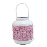 Maxbell Iron Pink Hollow-out Flower Candle Holder Aromatherapy Decor with Handle