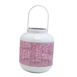 Maxbell Iron Pink Hollow-out Flower Candle Holder Aromatherapy Decor with Handle