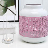 Maxbell Iron Pink Hollow-out Flower Candle Holder Aromatherapy Decor with Handle