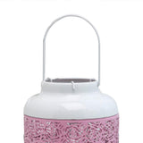Maxbell Iron Pink Hollow-out Flower Candle Holder Aromatherapy Decor with Handle