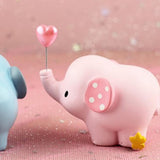Maxbell Cute Resin Small Elephant Figurines Indoor Desktop Decoration Blue