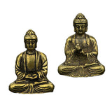 Maxbell 2pCS Brass Mini Antique Sakyamuni Buddha Statue Ornaments Meditation Seated