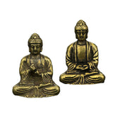 Maxbell 2pCS Brass Mini Antique Sakyamuni Buddha Statue Ornaments Meditation Seated
